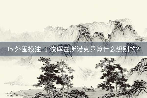 lol外围投注 丁俊晖在斯诺克界算什么级别的？