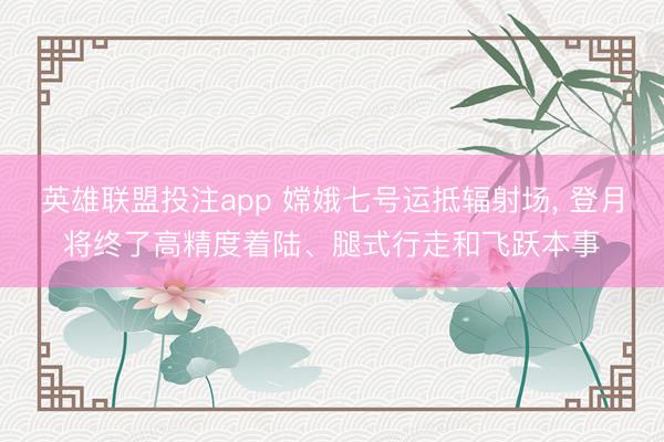 英雄联盟投注app 嫦娥七号运抵辐射场, 登月将终了高精度着陆、腿式行走和飞跃本事